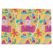 Festive kerstmis-pigs Medium Gift-tas Groot Cadeauzakje (Achterkant)