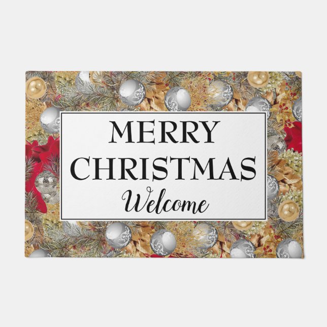 Festive Kerstmis Wreate WELCOME Doormat Deurmat (Voorkant)