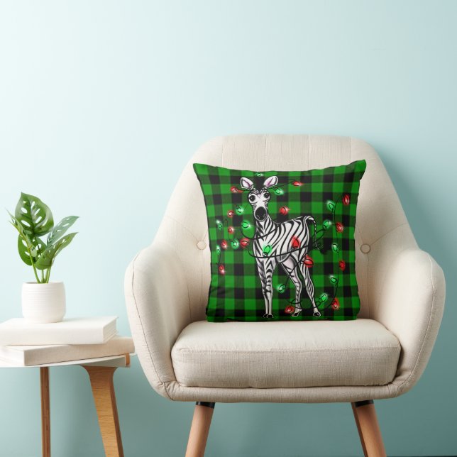 Festive kerstmis Zebra, rode groene adem Kussen (Stoel)