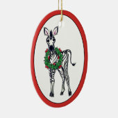 Festive kerstmis Zebra, rode groene Holly met adem Keramisch Ornament (Rechts)