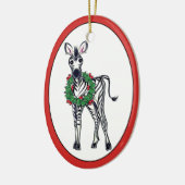 Festive kerstmis Zebra, rode groene Holly met adem Keramisch Ornament (Links)