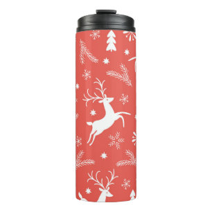 Festive Kerstnaadloos patroon Thermosbeker