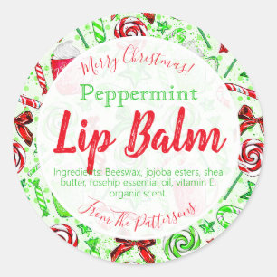 Festive kerstsnoepriet Fun Lip Balm Labels