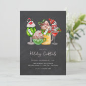 Festive kerstWaterverf cocktail Party Kaart (Staand voorkant)