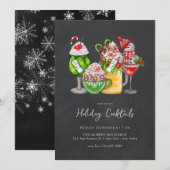 Festive kerstWaterverf cocktail Party Kaart (Voorkant / Achterkant)