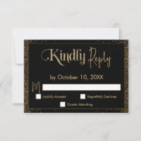 Festive Kindly Reply Faux Gold Confetti op Black