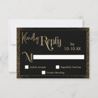Festive Kindly Reply Faux Gold Confetti op Black