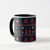 Festive knitted ginger bread snow flakes mug mok (Voorkant links)
