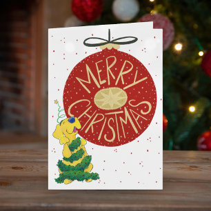 Festive Lab Christmas Tree Funny Folny Carte