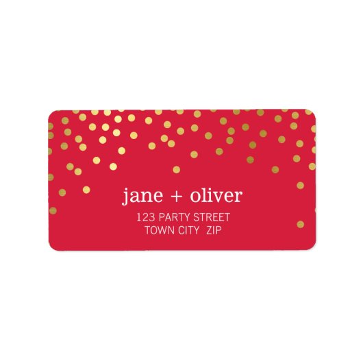 FESTIVE LABEL modern confetti spoelt gouden folie  (Voorkant)