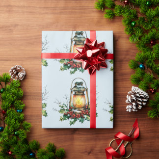 Festive Lantern Nestled in Holly – Seasonal Glow  Cadeaupapier