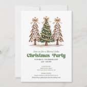 Festive leopard and gold tree holiday invitation kaart (Voorkant)