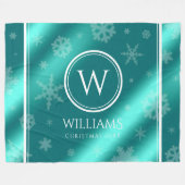 Festive Light Blue Folie Snowflakes Monogram Name Fleece Deken (Voorkant (Horizontaal))