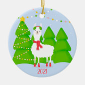 Festive Llama-kerst Keramisch Ornament (Voorkant)