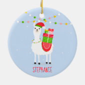 Festive Llama-kerst Keramisch Ornament (Achterkant)
