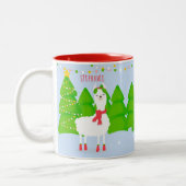 Festive Llama-kerst Tweekleurige Koffiemok (Links)