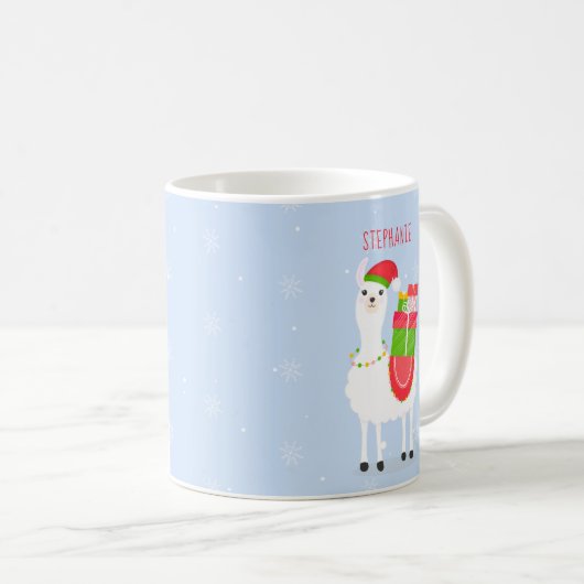 Festive Llama Mok met tweetone koffie voor kerstmi (Voorkant rechts)