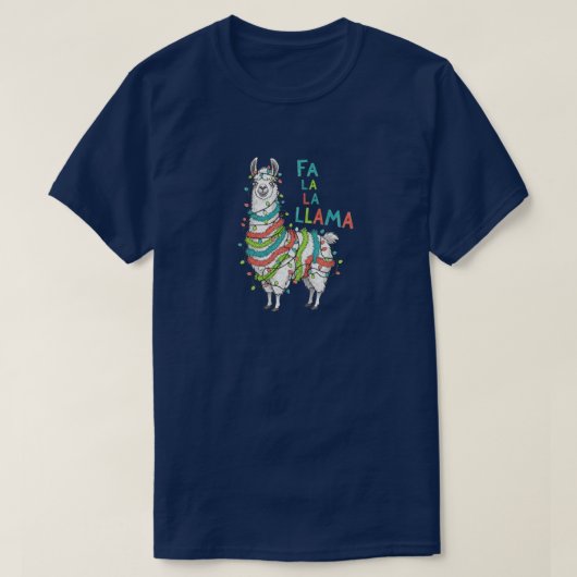 Festive Llama with Christmas Lights T-shirt (Design voorkant)