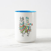 Festive Llama with Christmas Lights Tweekleurige Koffiemok (Center)