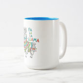 Festive Llama with Christmas Lights Tweekleurige Koffiemok (Voorkant rechts)