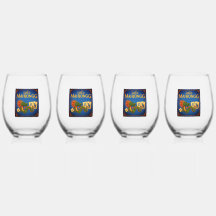 Festive LoCo Mah Jongg Wine Glasses