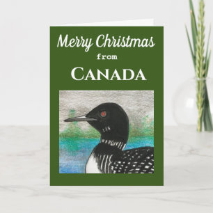 Festive Loon Merry Kerstmis uit Canada Kaart
