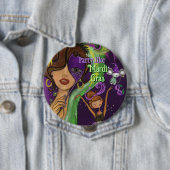 Festive Mardi Gras Carnival Badge | Purple Green (En situation)