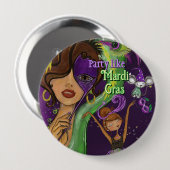 Festive Mardi Gras Carnival Badge | Purple Green (Devant & derrière)
