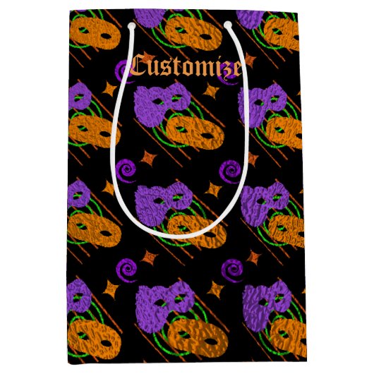 Festive Masquerade Maskers Medium Gift Bag Medium Cadeauzakje (Voorkant)