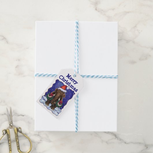 Festive Mastodon Cadeaulabel (Met Touw)