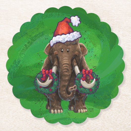 Festive Mastodon on Green Kartonnen Onderzetters (Voorkant)