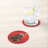 Festive Mastodon op Red Kartonnen Onderzetters (Insitu)