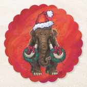 Festive Mastodon op Red Kartonnen Onderzetters (Voorkant)