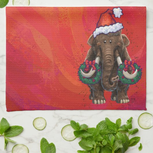 Festive Mastodon op Red Theedoek (Gevouwen)