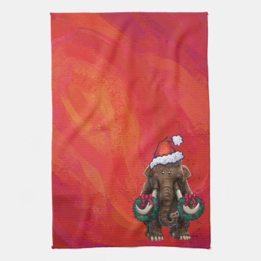 Festive Mastodon op Red Theedoek (Verticaal)