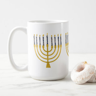 Festive Menorah Hanukkah Blue Candles Illustratie Koffiemok