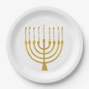 Festive Menorah Hanukkah Celestial Candles Elegant Papieren Bordje