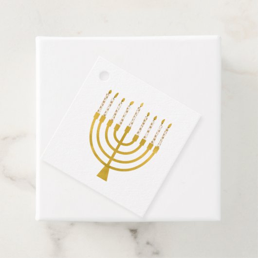 Festive Menorah Hanukkah Celestial Candles Wedding Bedankjes Labels (In situ)