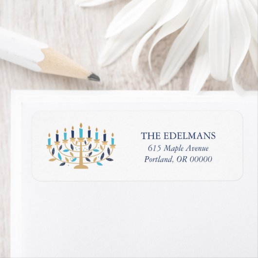 Festive Menorah Hanukkah Etiket (Insitu)