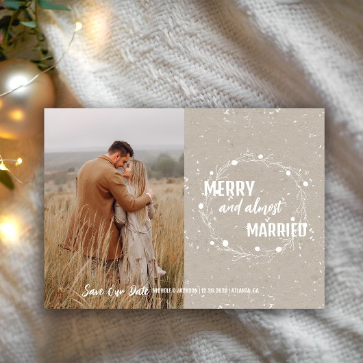 Festive Merry and Almost Married Holiday Save The Date