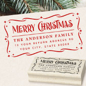 Festive Merry Christmas greeting return address Rubberstempel