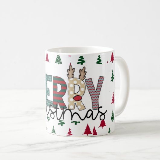 Festive "MERRY Christmas" Pattern Mug  (Devant droit)
