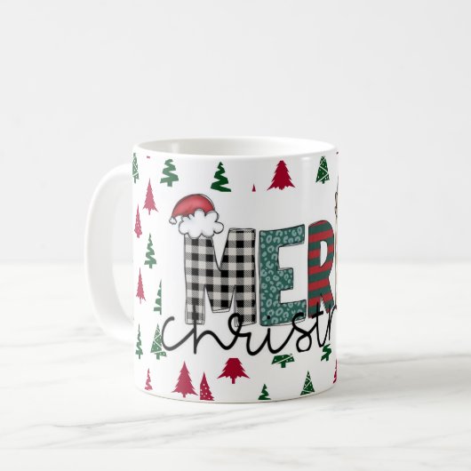 Festive "MERRY Christmas" Pattern Mug  (Devant gauche)