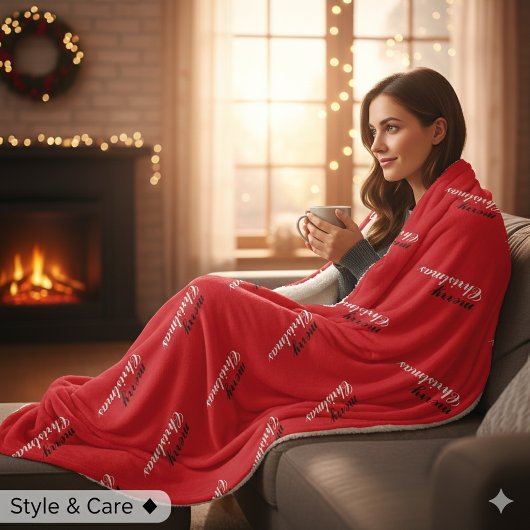 Festive Merry Christmas Patterned Sherpa Deken