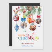 Festive Merry Christmas Pine & Baubles 4 Photo (Voorkant / Achterkant)