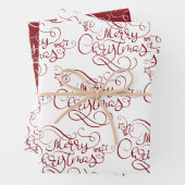 Festive Merry Fancy Script Red Inpakpapier Vel (In situ)
