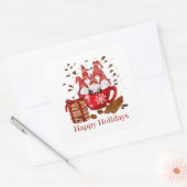 Festive Merry Kerstfeestelijke gnomen Vierkante Sticker (Envelop)
