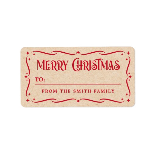 Festive Merry kerstkraft, kijk uit naar cadeau Etiket (Voorkant)