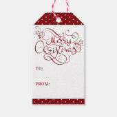 Festive Merry Kerstmis Fancy script Uw kleur Cadeaulabel (Voorkant)