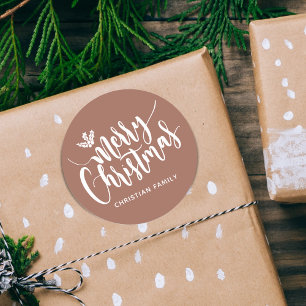 Festive Merry Kerstmis op maat Ronde Sticker